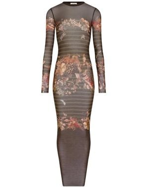 Jean Paul Gaultier Robe Longue Marini Re Grape À Fleurs - Natural