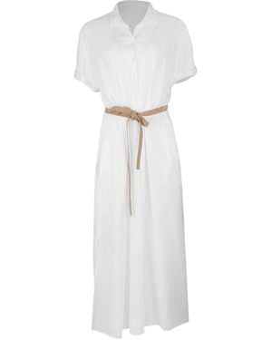 Xirena Linnet Button-Front Belted Midi Dress - White
