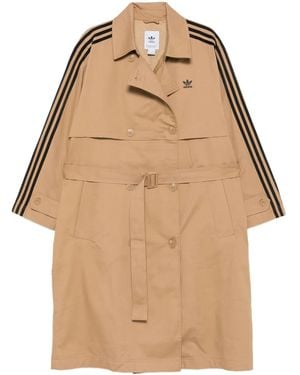 adidas Three-Stripe Belted Trench Coat - Natural