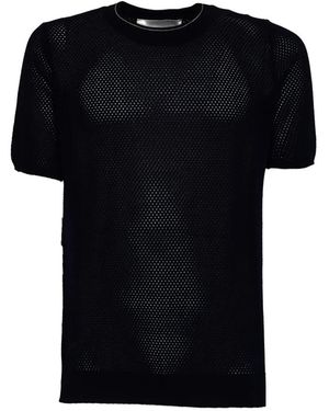 Amaranto Openwork Detail T-Shirt - Blue