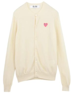 COMME DES GARÇONS PLAY Logo-Embroidered Cardigan - White