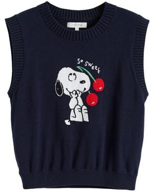 Chinti & Parker Snoopy Knitted Cotton Tank Top - Blue
