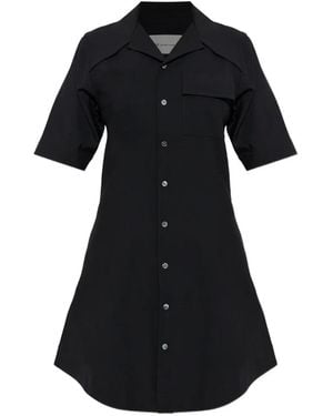 Ami Paris Button Short-Sleeve Dress - Black