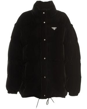 Prada Convertible Velvet Down Jacket - Black