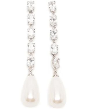 Self-Portrait Crystal-Embellished Faux-Pearl Earrings - White