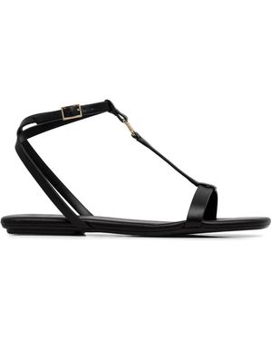 ARMANI EXCHANGE Logo-Plaque Flat Sandals - White