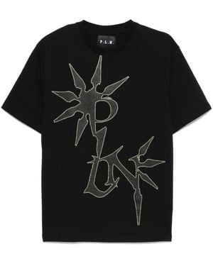P.L.N. T-Shirt Mit Logo-Print - Schwarz