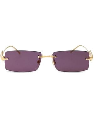 Cartier Studded Rectangle-Frame Sunglasses - Purple