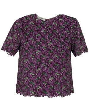 Valentino Garavani Floral-Pattern Top - Purple