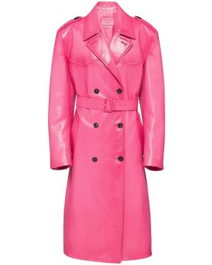 Prada Fuchsia Leather Coat in Pink Lyst UK