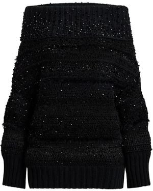 Ralph Lauren Embellished Off-Shoulder Jumper - Black
