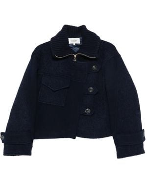 Ba&sh Dora Button-Up Panelled Cropped Jacket - Blue