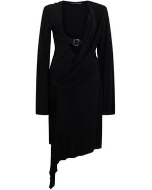 Alberta Ferretti Belted Asymmetric Dress - Black
