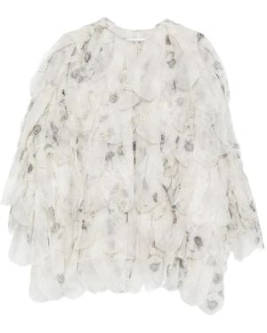 Max Mara Veste Chiffon À Fleurs - White