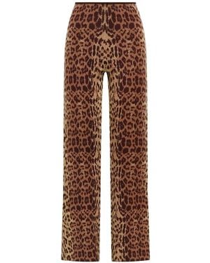 Maliparmi Leopard-Print Jacquard-Knit Trousers - Brown