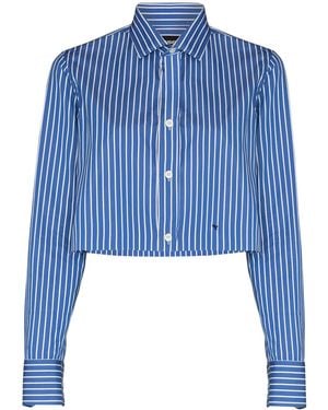 HOMMEGIRLS Stripe-Pattern Cropped Shirt - Blue