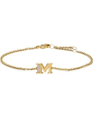 David Yurman 18Kt Geelgouden Petite Pavé Initial Armband Met Diamanten - Wit