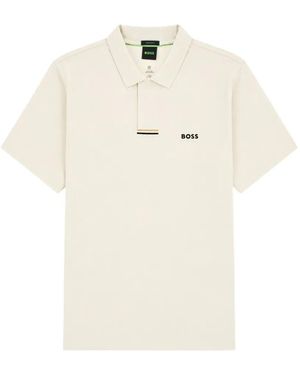BOSS GREEN HUGO BOSS Logo-Print Short-Sleeve Polo Shirt - White