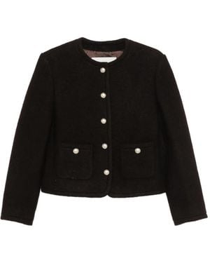 DUNST Button-Up Collarless Jacket - Black