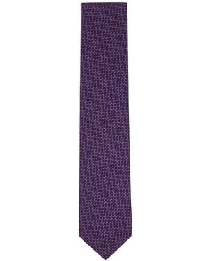 Canali Geometric-Pattern Silk Tie - Purple