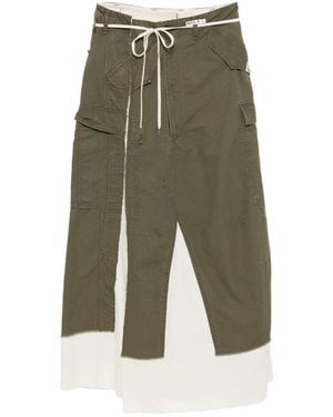 Maison Mihara Yasuhiro Distressed Cotton Cargo Skirt - Green