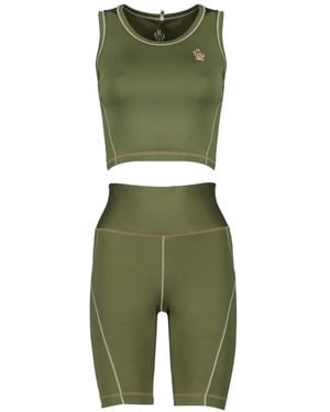 Moncler Polartec Delta Logo-Patch Leggings - Green