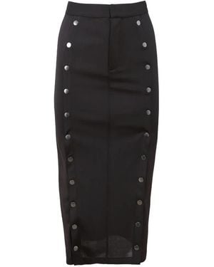 Fleur du Mal Undo Me Button Panelled Midi Skirt - Black