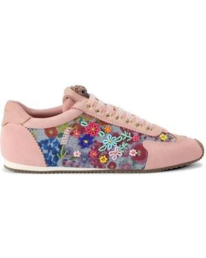 Kurt Geiger Islington Floral-Print Beaded Trainers - Pink