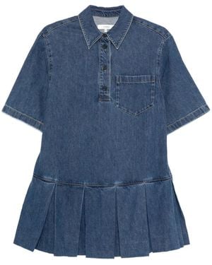 FRAME Denim Geplooide Blousejurk - Blauw