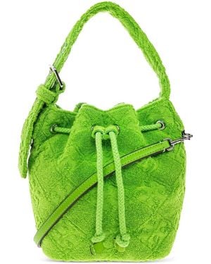 Tory Burch Mini T Monogram Terry Bucket Bag - Green