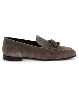 Corneliani Tassel-Detail Suede Loafers - Grey