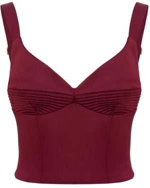 Murmur Haze Ruched Strap Top - Red