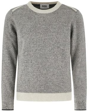 Alpha Studio Marl-Knit Crew-Neck Sweater - Gray