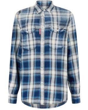 DSquared² Check Pocket Shirt - Blue