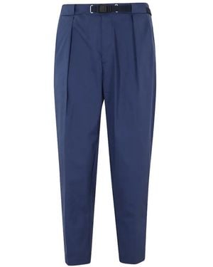 White Sand Belted Pleated Trousers - Blue