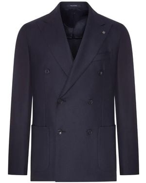 Tagliatore Double-Breasted Peak-Lapel Blazer - Blue