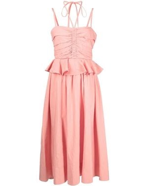 Ulla Johnson Halterneck Ruffled Midi Dress - Pink