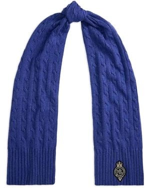 Ralph Lauren Ribbed Logo Scarf - Blue