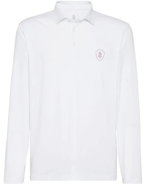 Brunello Cucinelli Langärmeliges Poloshirt - Weiß