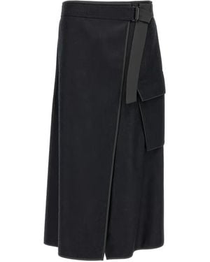 Brunello Cucinelli Wrap-Design Midi Skirt - Black
