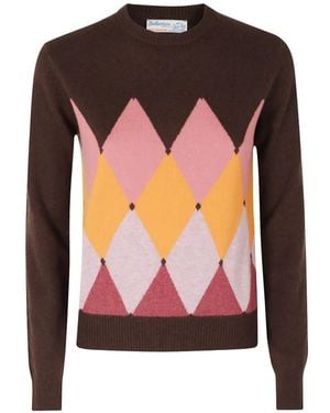 Ballantyne Argyle-Intarsia Sweater - Brown