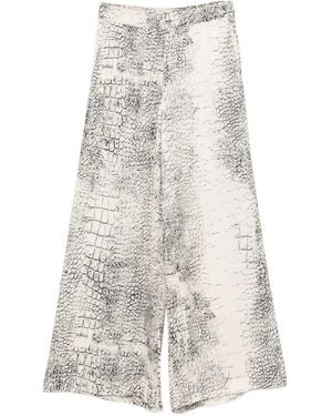 Nude Animal-Print Pants - White