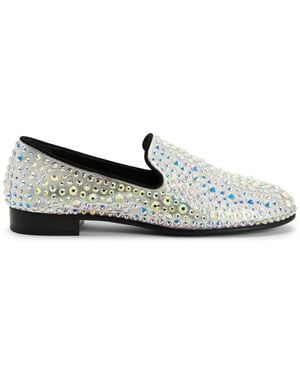 Giuseppe Zanotti Marvin Crystal-Embellished Loafers - White