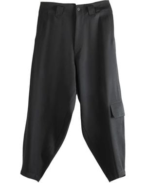 Yohji Yamamoto Back Pockets Wool Trousers - Grey