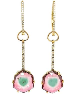 Lisa Nik Watermelon Tourmaline And Diamond Earrings - White
