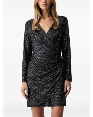 DKNY Sequin-Embellished Ruched Mini Dress - Black
