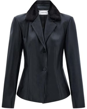 Ferragamo Blazer Aus Nappaleder Mit Shearling-Kragen - Schwarz
