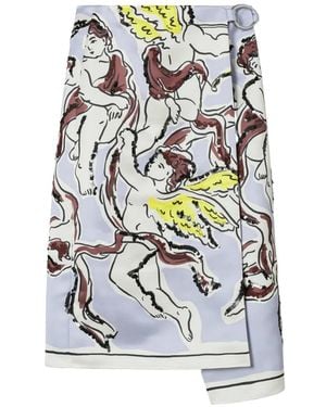 Tory Burch Printed Satin Skirt - White