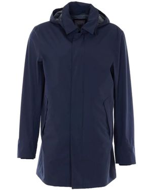 Herno Removable Hood Raincoat - Blue
