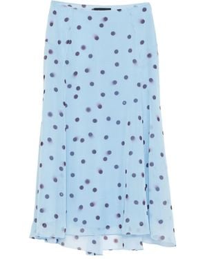 Rochas Zijden Rok Met Stippen - Blauw